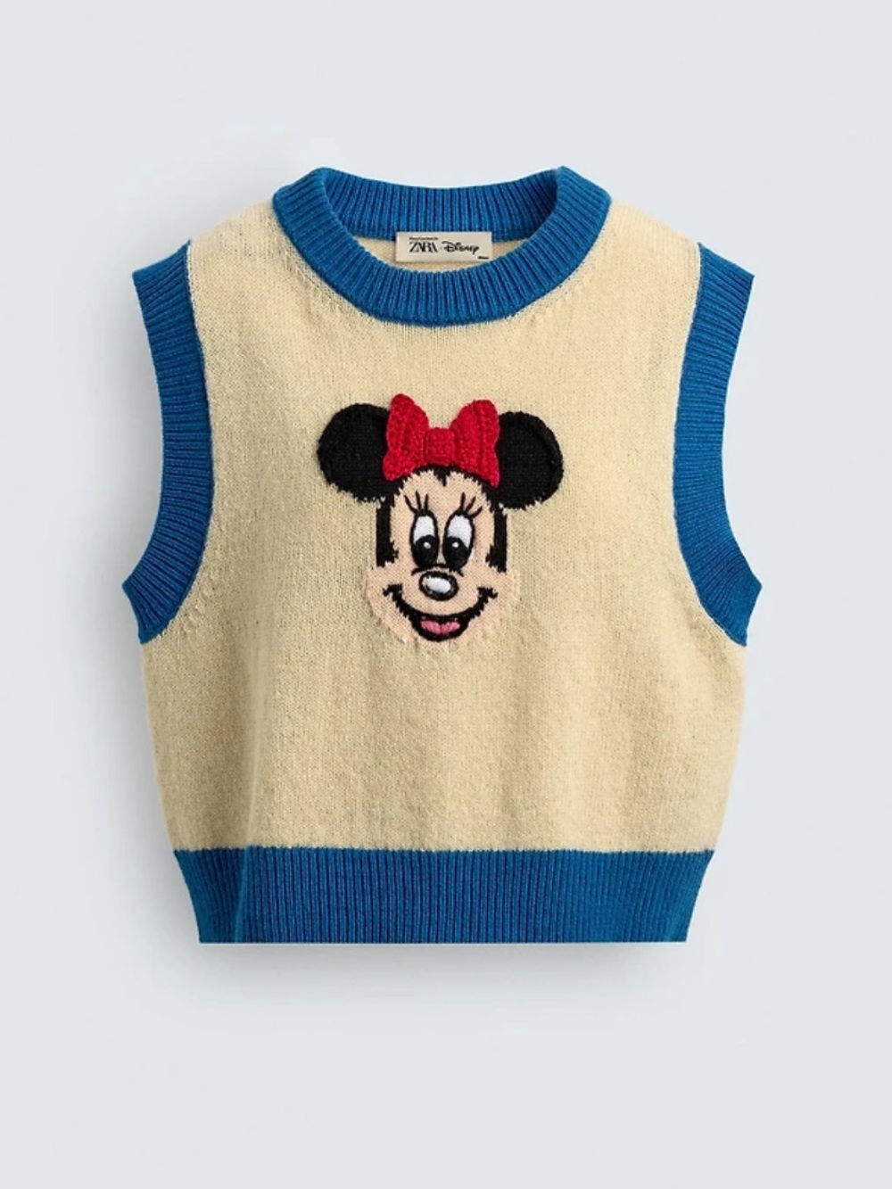 ZARA x Harry Lambert Minnie Mouse Knit Vest - Cream & Blue